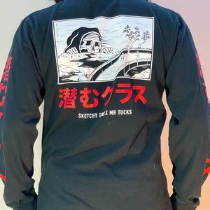 Lurking Class By Sketchy Tank x Mr. Tucks Lurker Black & Red Long Sleeve T-Shirt